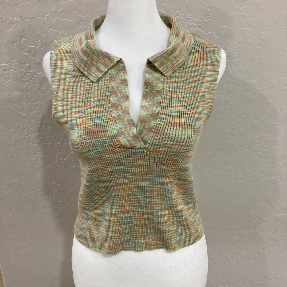Hazel Moon Multicolor Knit V-Neck Crop Top Size XL